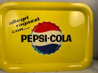 Vintage Italian Pepsi Cola Tray Rare Crimped Bottle Cap Allegri Ragazzi Coke
