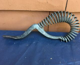 Antique Wood Stove Cast Iron Lid Lifter Air Cooled Spring Handle Pot Belly