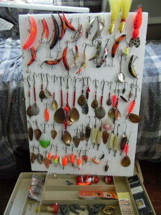 Vintage Large Plano Tackle Box With Many Lures & Fishing Gear