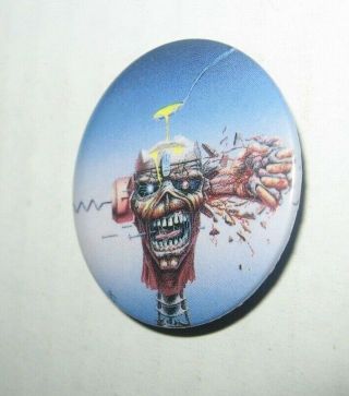 Rare Vintage 1988 Iron Maiden Eddie Pin Button Badge Button - Up