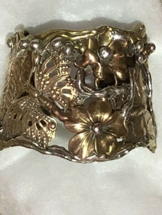 Brass/copper Cuff Open End Bracelet Antique Art Nouveau Special With A Gift