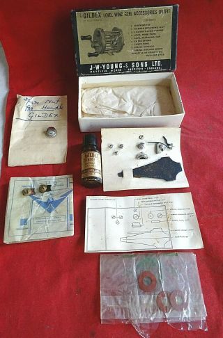 A Rare Vintage Boxed J W Young Gildex Spares Box,  Contents,  Oil Bottle