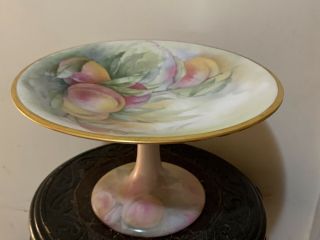 Antique Rosenthal Compote Pedestal Bowl Hand Painted Peaches,  Beyond