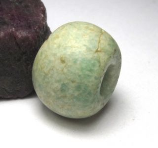 Rare Large Ancient " Amazonite " Disk Bead 15mm X 18mm