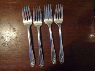 4 Is 1847 Rogers Bros Daffodil Silver Plate Flatware Salad Forks 6 3/4 " (1)