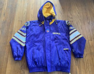 Minnesota Vikings Vintage 90’s Full Zip Hooded Starter Jacket Euc Size M Rare