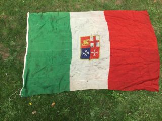 Very Rare Italian Ww2 Era Navy Naval Civil Ensign Large Linen Flag