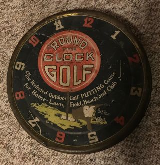 Rare Antique Golf Tin - Round The World Golf C1900 - Great Display