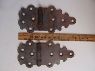 Vintage/antique Ornate Heavy Duty Iron Hinges - 8 - 1/2 X 4 Inches