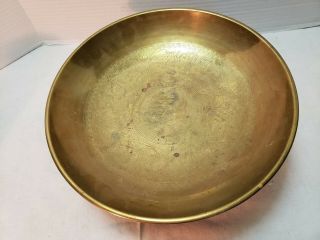 Vintage Engraved Chinese 12 " Brass Bowl With Brass Stand