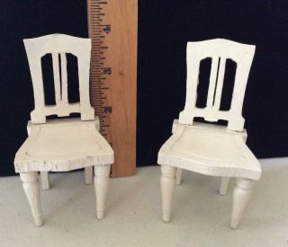 Antique Dollhouse German Wooden Chairs Set Of Two Old Miniature Shop Inventory