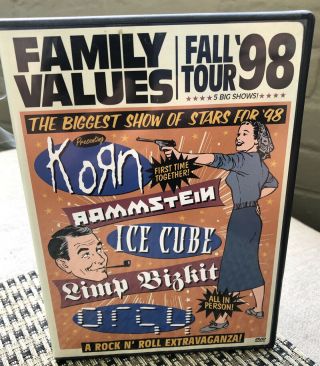 Family Values Tour 98 (dvd,  1999) Korn,  Limp Bizkit,  Ice Cube Rare