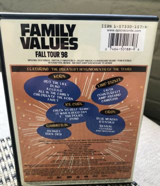 Family Values Tour 98 (DVD,  1999) Korn,  Limp Bizkit,  Ice Cube RARE 2