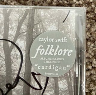 Taylor Swift SIGNED Folklore CD AUTOGRAPHED RARE CORNER PEN STROKE 3