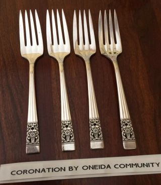 Coronation 1936 By Oneida Community Set Of 4 Salad Forks 6.  5”