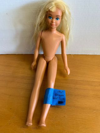 Mattel Skipper Vintage 1967 Barbie Sister Doll Blonde Hair Blue Eye Twist & Turn