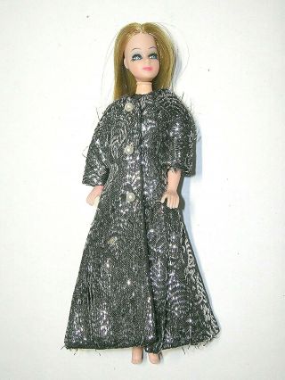 Vintage Dawn Dancing Doll W/ Silver Dress & Coat Topper 6 " Japan Fashion