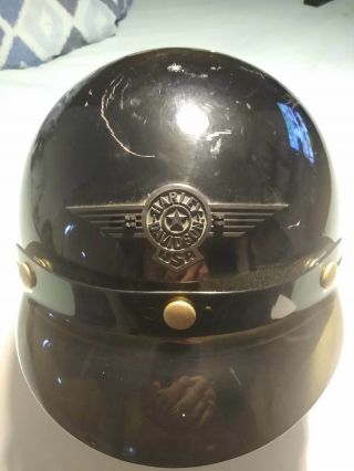 Vintage Harley Davidson Open Face / Half Helmet With Visor (xl)