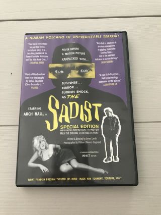 The Sadist (dvd,  2009) Arch Hall Jr.  Rare Oop Special Edition