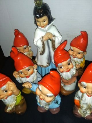 Vintage Heissner Rare Snow White And The Seven Dwarfs Full Set Gnome German