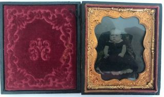 Antique 19th Century Daguerreotype Folding Photo Frame In