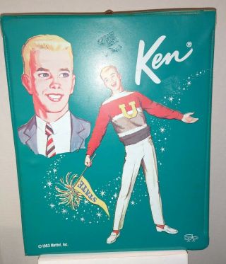 Vintage " Ken " Wardrobe Carrying Case Teal Mattel Barbie 1963