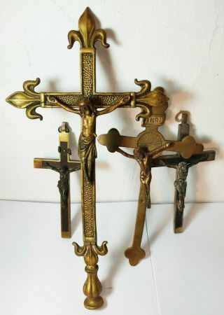 4 Antique 19th Century Crucifixes From The Holy Land