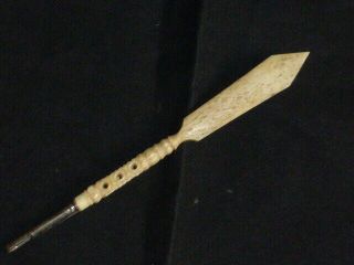 Rare Antique Carved Dip Pen & Letter Opener with Stanhope of Mount Sinai 2
