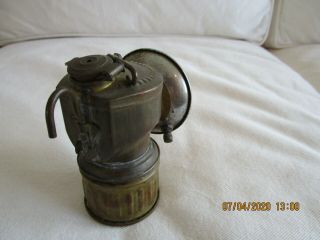 Antique Justrite Carbide Coal Miner ' s Brass Lamp 3