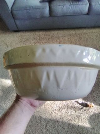 Antique Ruckells White Hall Stoneware Bowl,  Sawtooth Pattern