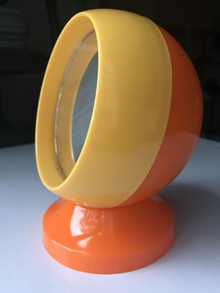 Vintage 1960s Space Age Mod Vanity Mirror Mcm Japan Retro Eyeball Orange Yellow