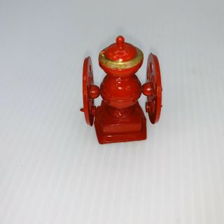 Dollhouse Miniature Coffee Grinder Mill Red Metal Arms Turn 2 3/4 