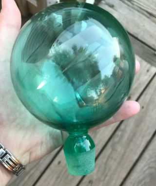 Vintage Blenko 5 " Aqua Blue Sea Green Ball Style Decanter Bottle Stopper Rare