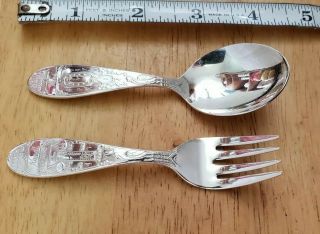 Wm Rogers Vintage Birth Records Silverplated Baby Spoon & Fork 1976 Kandi
