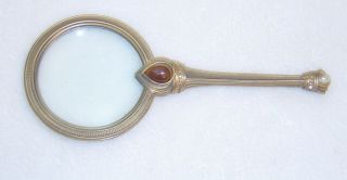 Vintage Antique Jeweled Magnifying Glass Brass Gc