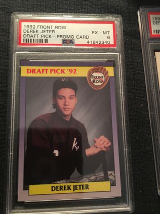Rare Promo 1992 Front Row Draft Pick Promo Card Derek Jeter Psa 6 Ex -