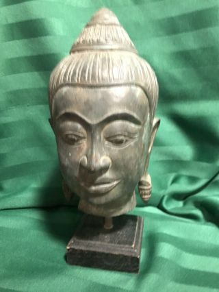 Vintage Buddhism Bronze Old Statue Figure Bodhisattva Women Head 10