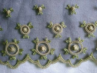 Antique/vintage Silk Embroidered Silk Chiffon Lace Panel Dress Trim 32 " X 6 "