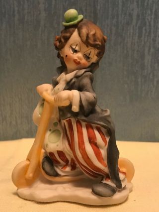 1987 G.  Armani Porcelain Boy Clown Figurine With Scooter - Rare Vintage