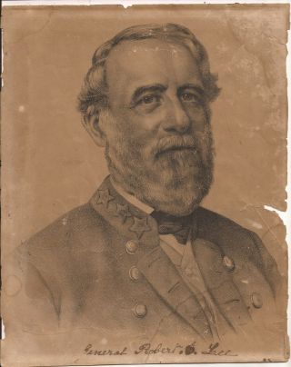 Vintage General Robert E.  Lee Pencil Drawing (freehand)