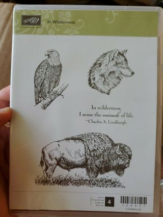 Stampin Up Stamp Set In Wilderness Buffalo Wolf Eagle Rare