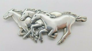 Retired Rare James Avery Sterling Silver Three Horses Pin Brooch
