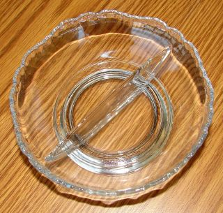VINTAGE DIVIDED GLASS CANDY or RELISH DISH W/ STERLING SILVER BASE 5 1/2 