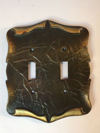Vtg Amerock Carriage House Double Light Switch Wall Plate Cover Brass