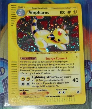 Ampharos 2/165 Holo Rare Expedition Pokemon Card Near