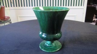 Rare Vintage Lane & Co Van Nuys California Emerald Green Drip Glaze Urn/vase