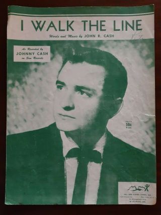 Johnny Cash Rare Sheet Music Single I Walk The Line From 1956