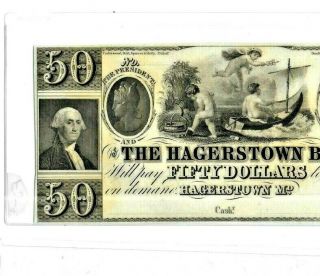 $50 " Hagerstown Bank " (maryland) 1800 