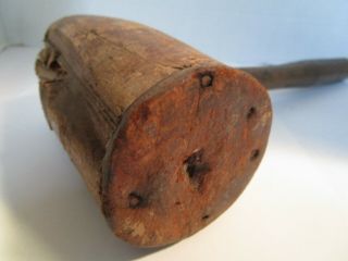 Large Antique Wooden Mallet Hammer Hand - made 14 