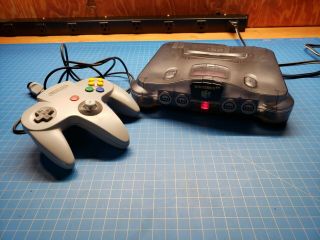 Nintendo 64 N64 Smoke Grey Video Game Console With Controller - Rare -